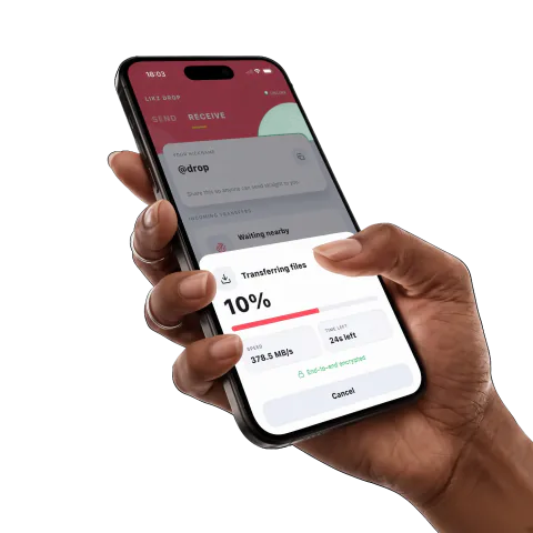 Incoming nearby transfer on iPhone